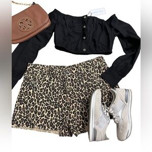 EMORY Park Black Cropped Four Point Long Sleeve Top